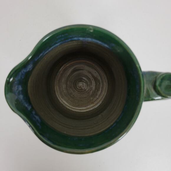 Art Pottery Pitcher Vase 4.75" tall Green Ceramic Mid Century Modern - Picture 8 of 10